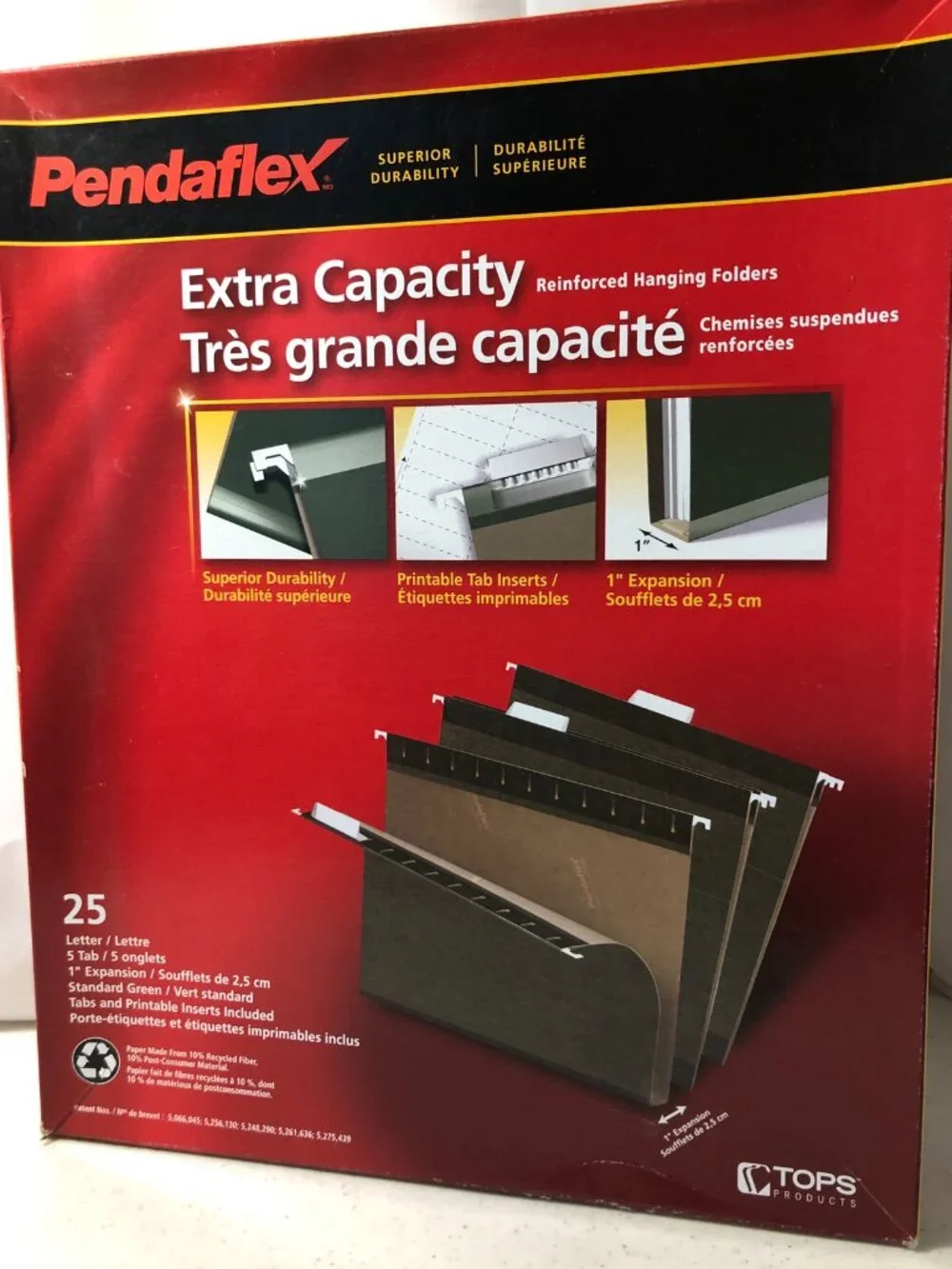 25-Pack Green Pendaflex Letter-Size Hanging File Folders